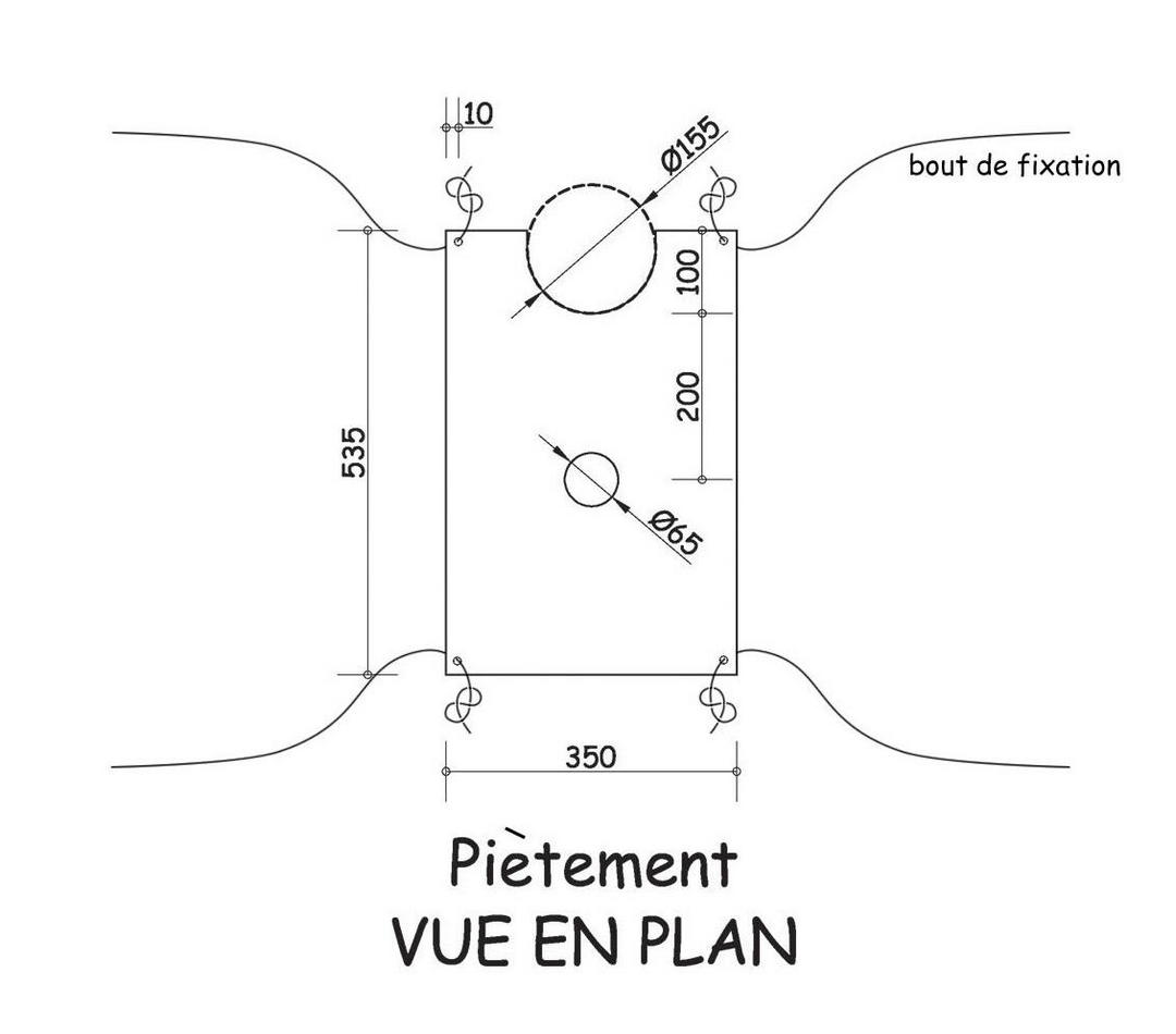 Piètement vu dessus